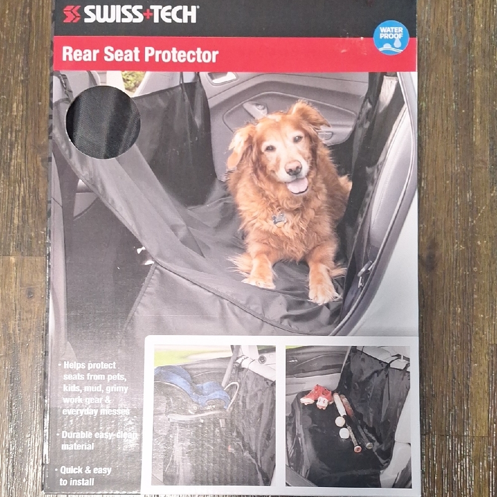 Swiss Tech Black Waterproof Rear Seat Protector for Dogs